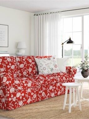 Red Floral Slipcover Sofa Cover - IKEA
